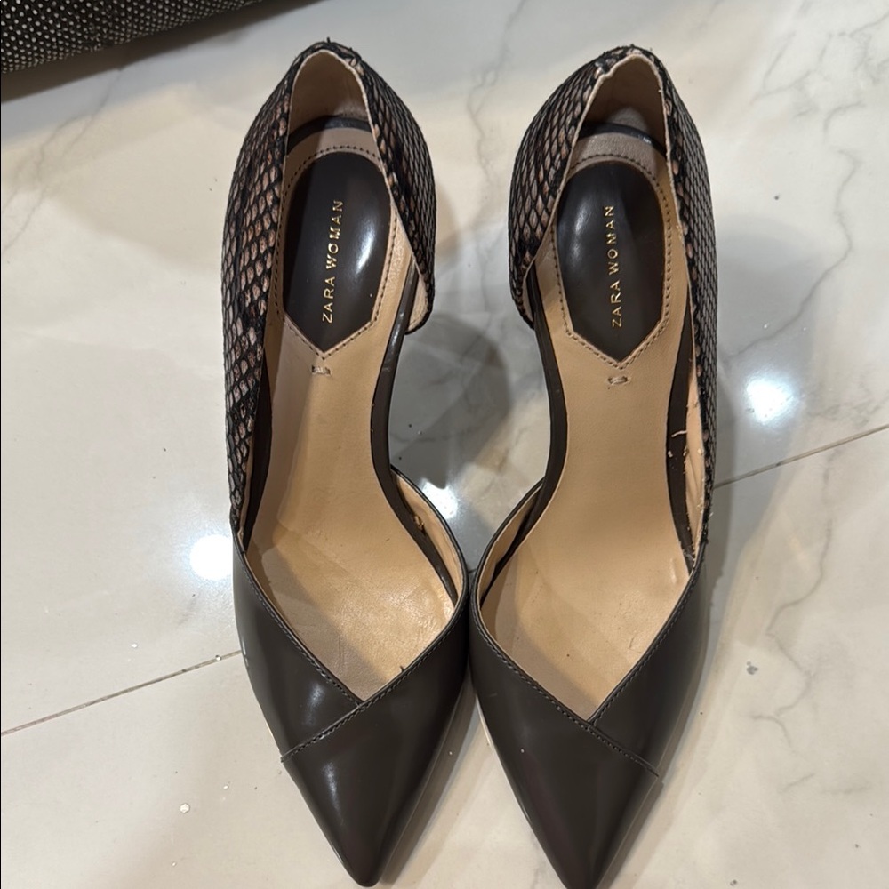Zara Black Heels Elegant Pointed Toe